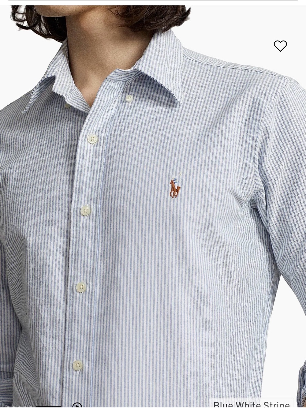 Ralph Lauren Blue and White Pinstripe Button-Down Shirt